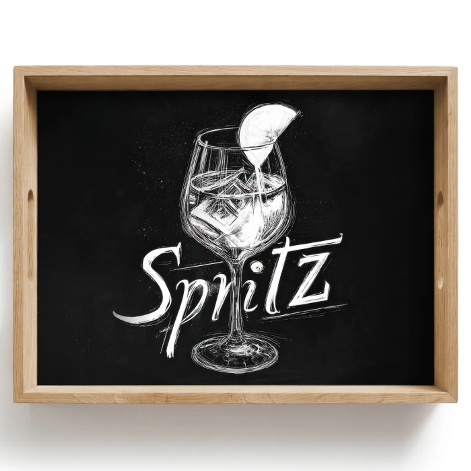Glas spritz - Krijtletters - Ijsblokjes - Citroen Dienblad Rechthoek middel -z3d_shopping