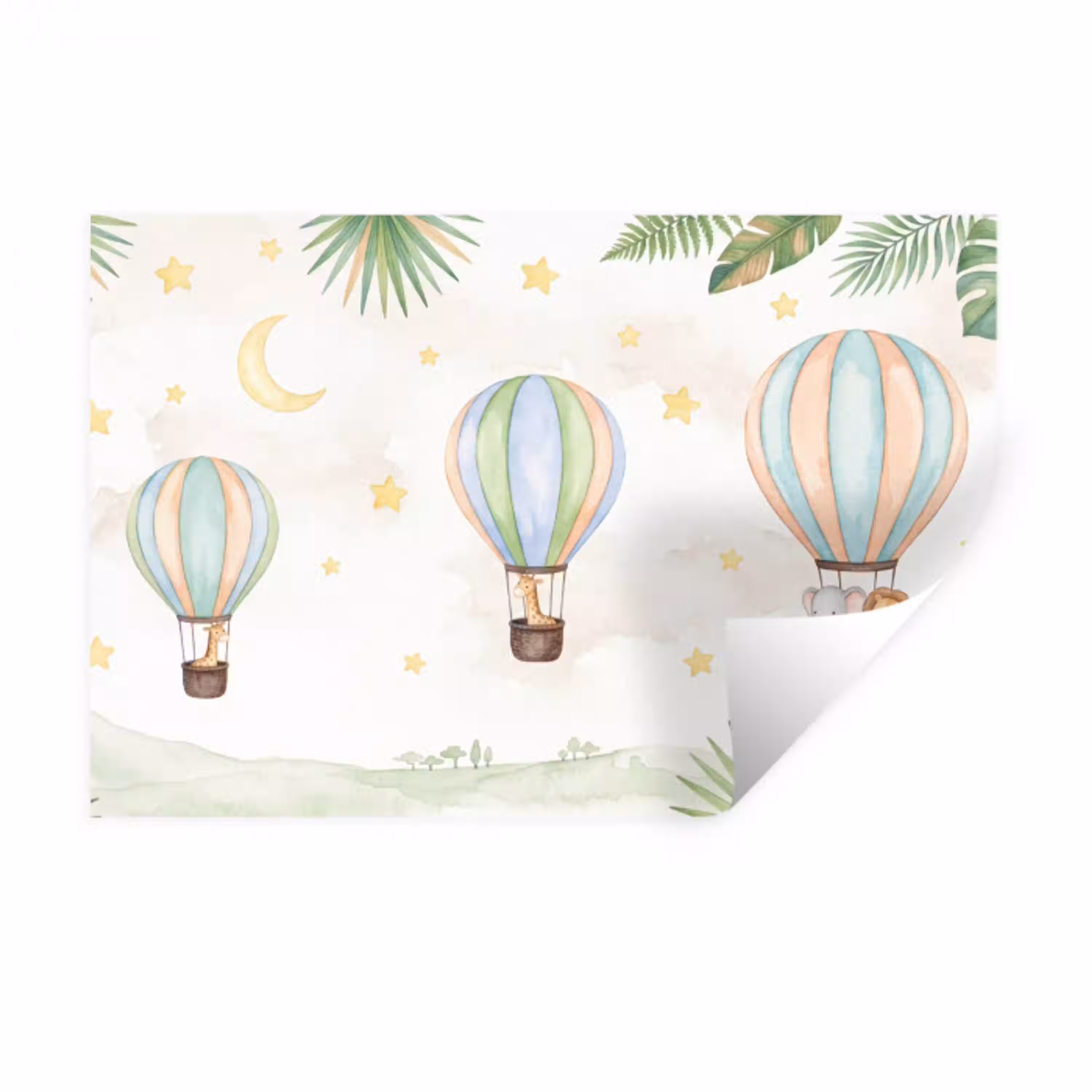Aquarel - Luchtballonnen - Pastel Muursticker klein -3d