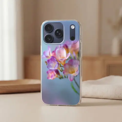Bloemen - Paars - Overloop - Meeldraden Telefoonhoesje iPhone 17 Pro klein -sfeer2
