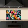 Schilderij - Abstract - Bloemen - Roze keuken achterwand spatscherm klein -sfeer1