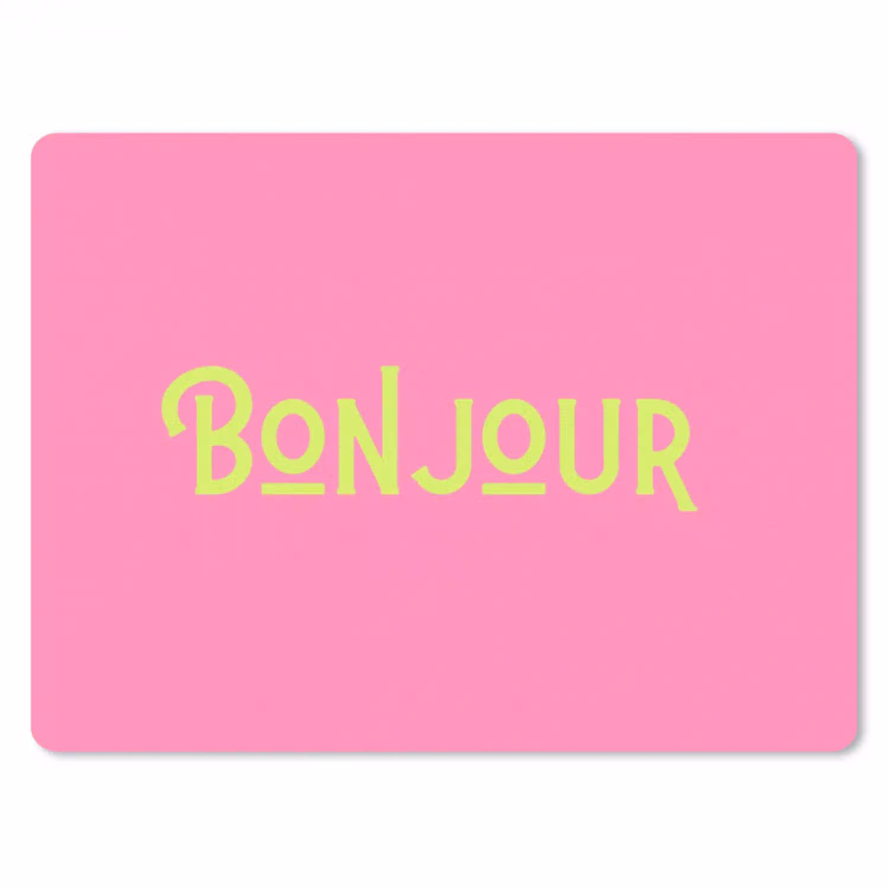 Roze - Groene Bonjour - art-deco muismat rubber klein -3d