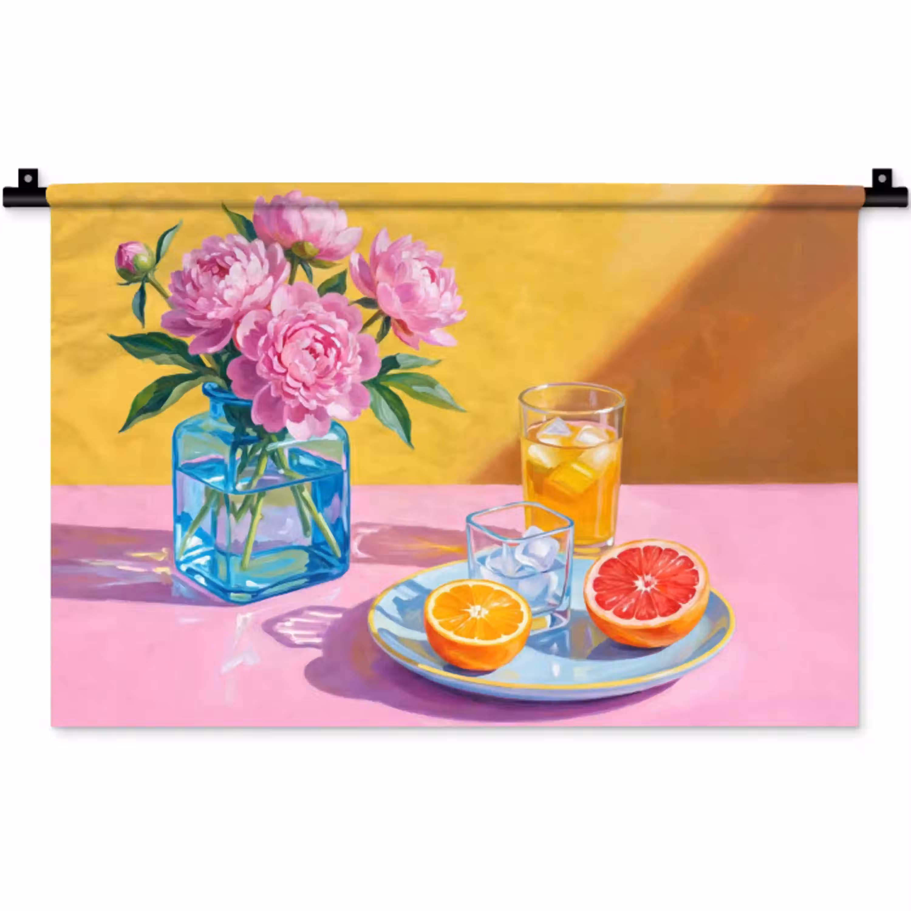 Bloemen - Roze - Modern Wandkleed katoen klein -zz3d