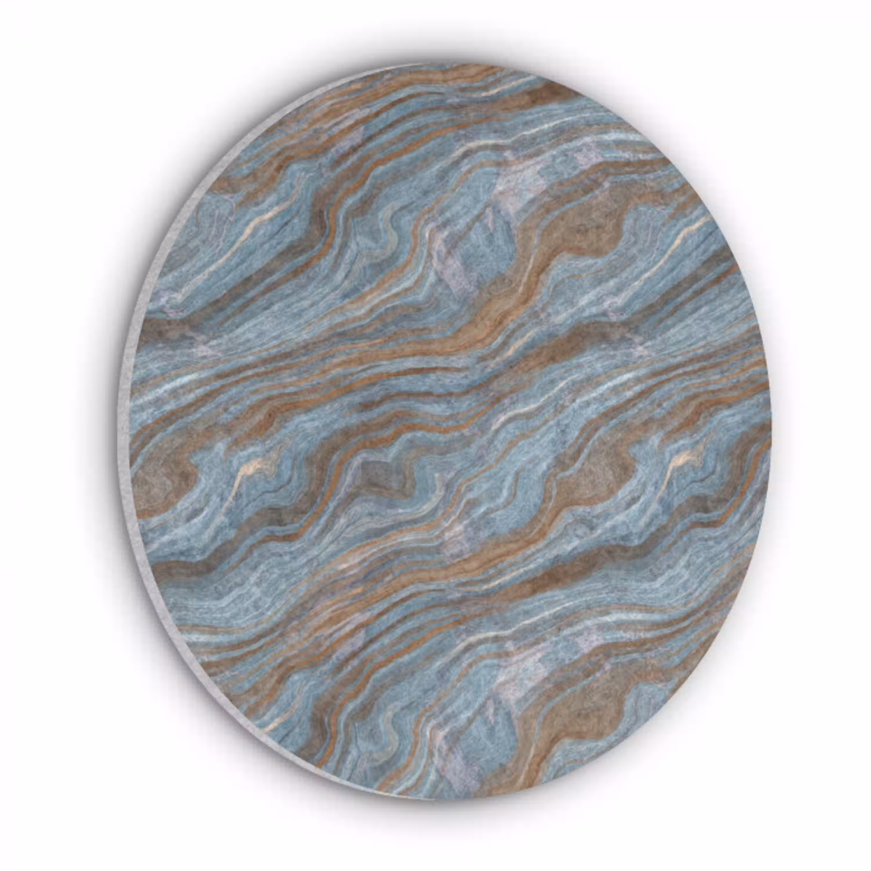 Patroon - Steen - Blauw Akoestische PET Vilt - Rond klein 838 -3d