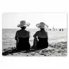 Vrouwen - Zonnehoed - Strand - Zwart - Wit Placemat vinyl groot -zzsfeer1_Kitchenyeah-website