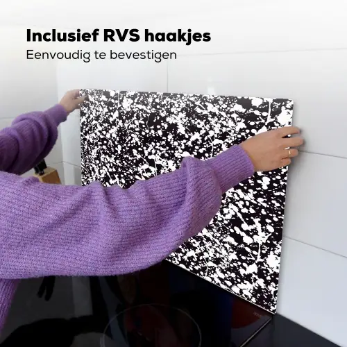 Spat - Stippen - Zwart - Wit Inductie beschemer met haakjes klein 777 -ky-ophangen-nl