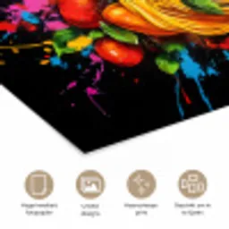 Spaghetti - Graffiti - Verf - Kleurrijk - Eten - Modern poster papier klein -closeup_NL