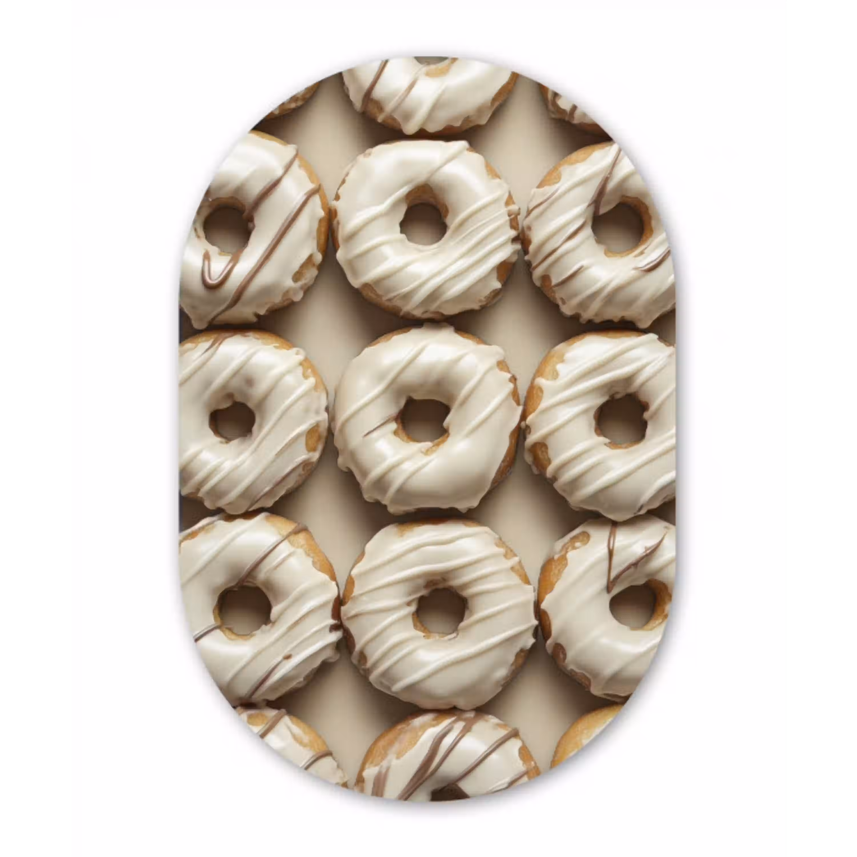 Donuts - Chocolade - Wit - Beige Wandcirkel Ovaal Glas middel -3d