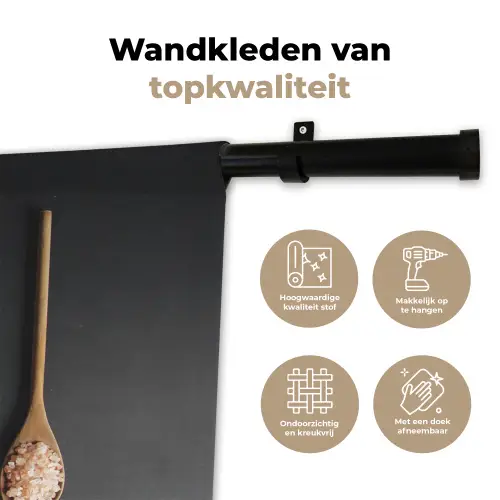 Pollepel - Specerijen - Kruiden - Groen - Bruin - Rustiek Wandkleed katoen klein -sfeer2