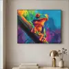 Kikker - Felgekleurd - Tak - Regenboog Textielframe - compleet frame klein -sfeer2