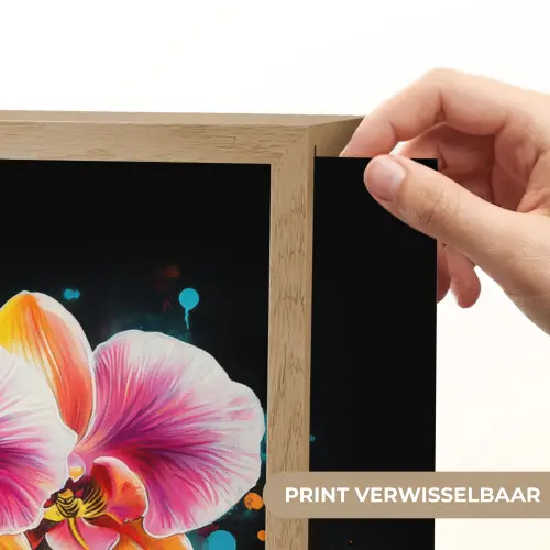 Orchidee - Graffiti - Kleurrijk - Bloemen - Abstract Light Box met batterij (Wandlamp) middel -USP_websiteprintNL