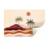 Palmbomen - Abstract - Zon - Heuvels Muursticker klein -3d
