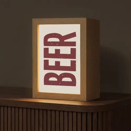 Japandi - Beer - Red - Retro Light Box met kabel (Tafellamp) klein -z3d_website