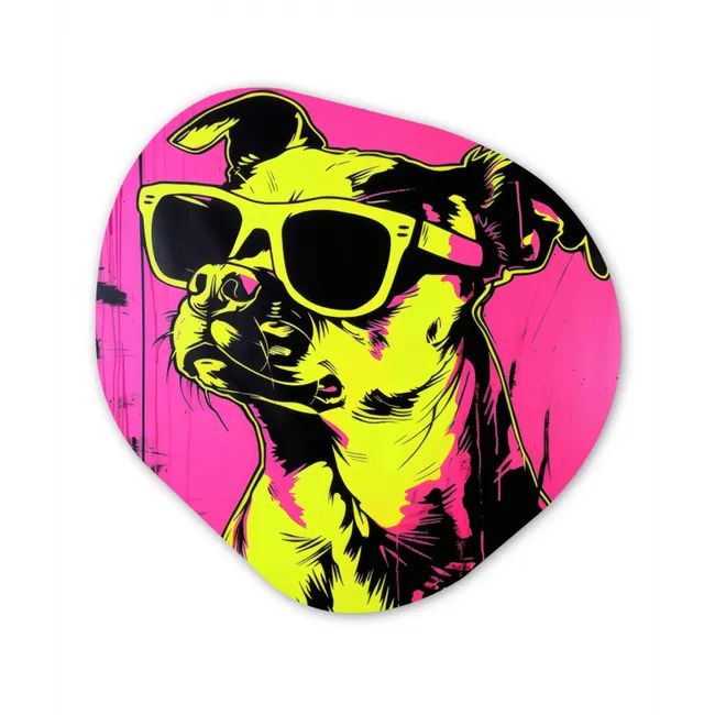Hond - Zonnebril - Roze - Art Wandcirkel Organisch Forex 3mm klein -3d