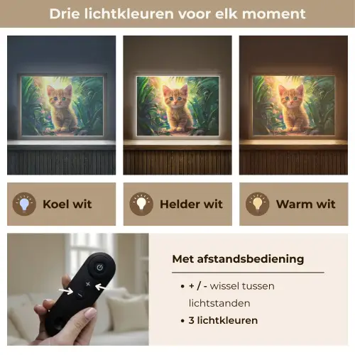 Kat - Huisdier - Natuur Light Box met batterij (Wandlamp kind) middel -USP_lichtkleurNL