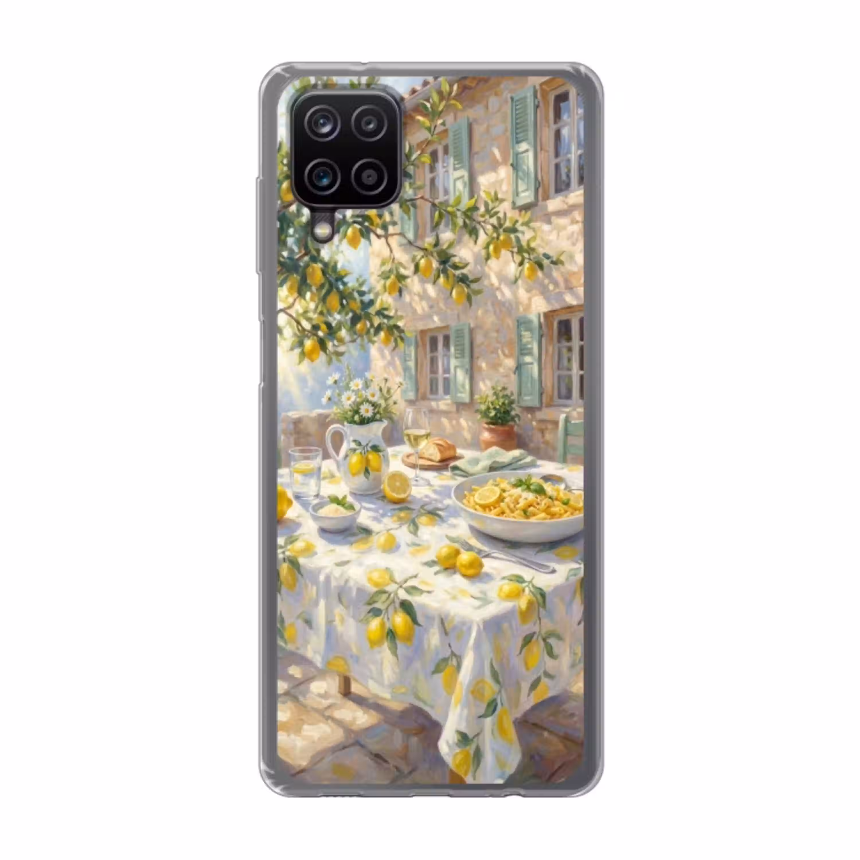 Eten - Terras - Zomer - Geschilderd - Geel Telefoonhoesje Samsung Galaxy A12 klein -3d