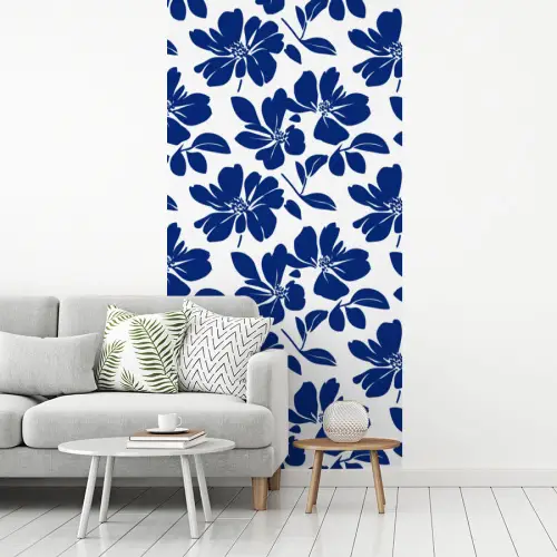Floraal - Modern - Blauw fotobehang vinyl groot 64 -woonkamer
