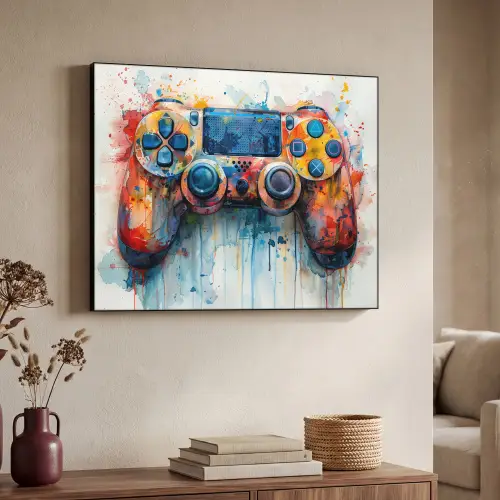 Kinder- en tiener kamer - Gaming - Game controller Textielframe zwart klein -sfeer3