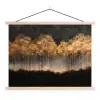Gouden Bomen in Mistig Landschap textielposter latten blank klein -3d