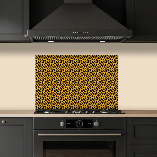 Zwart - Vlekken - Oranje - Dier keuken achterwand spatscherm klein 900 -sfeer1