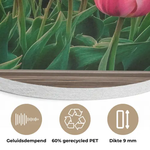 Doorkijk - Tulpen - Bloemen - Molen - Raam Akoestische PET Vilt - Rond klein -closeup_NL