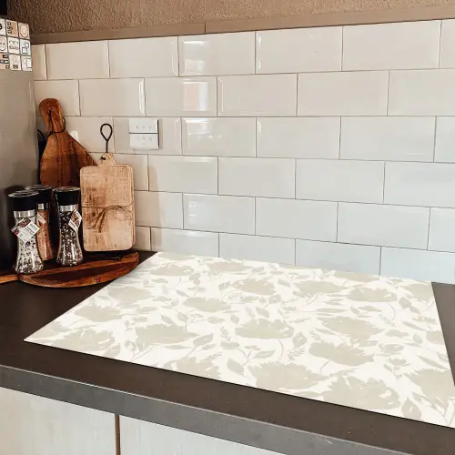 Bloemenpatroon - Silhouet - Wit Inductie beschermer vinyl 3mm klein 276 -sfeer3