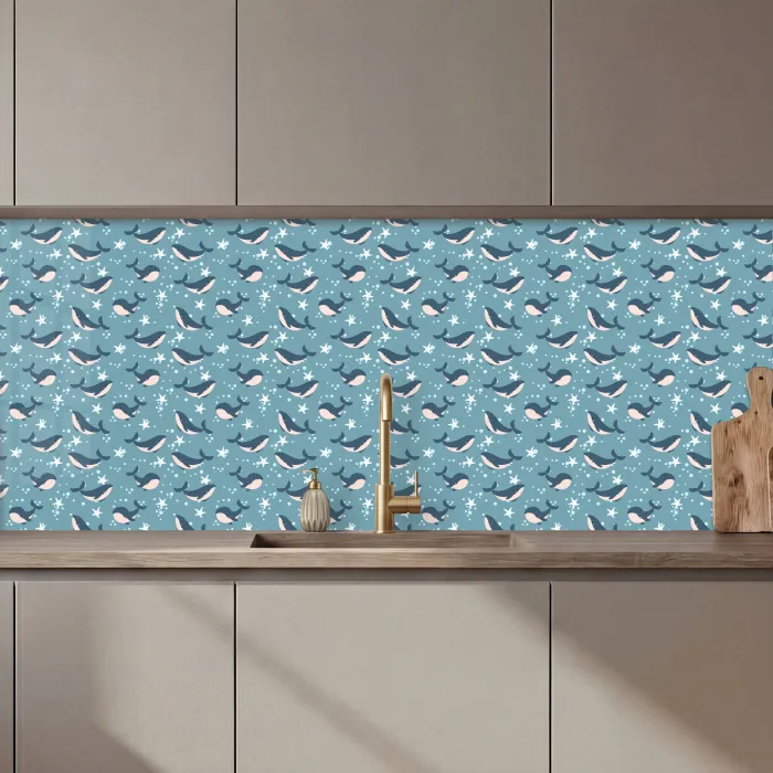 Klein - Oceaan - Walvis - Zeester keuken achterwand 2 middel 871 zz_3dshopping