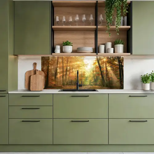 Bos - Herfst - Zon - Landschap - Natuur - Bomen - Bladeren keuken achterwand 2 middel -sfeer3