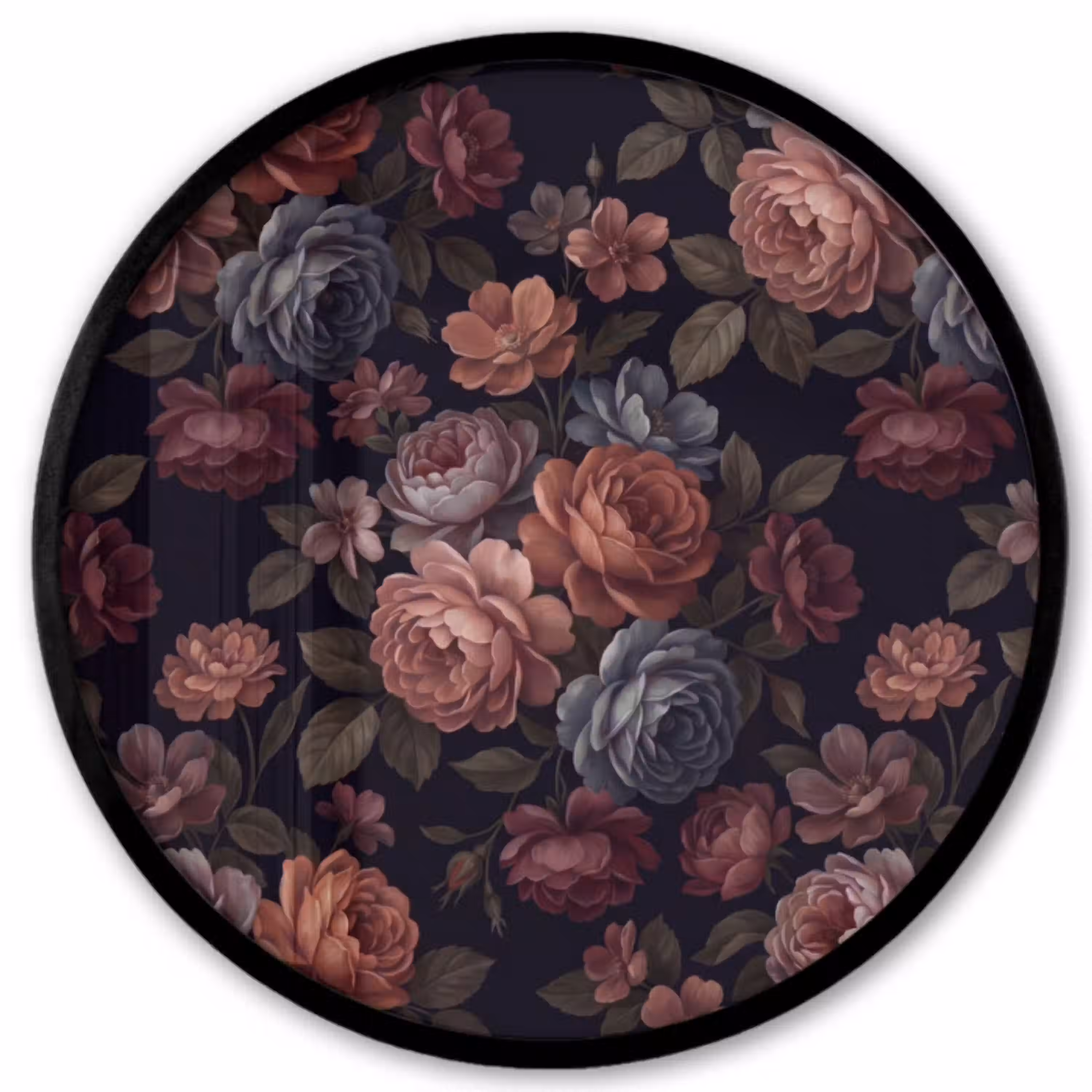Bloemen - Patroon - Vintage - Donker - Roze Fotolijst rond zonder passe partout klein -3d