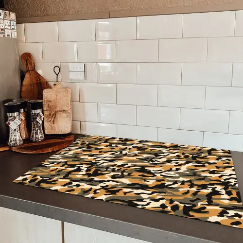 Camouflage - Aardetinten - Patroon Inductie beschermer vinyl 3mm klein 276 -sfeer3