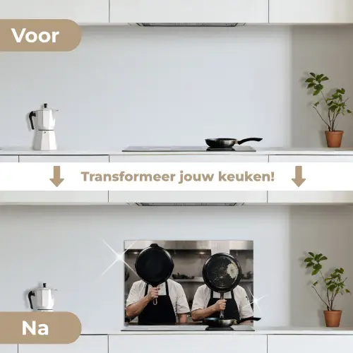 Koks - Koekenpannen - Keuken keuken achterwand spatscherm klein -voor_na_NL