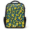 Smiley - Blauw - Geel Rugzak - Zwart middel -3d