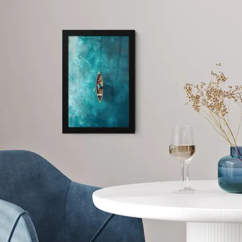 Bootje - Water - Blauw fotolijst zwart zonder passe partout klein -sfeer4