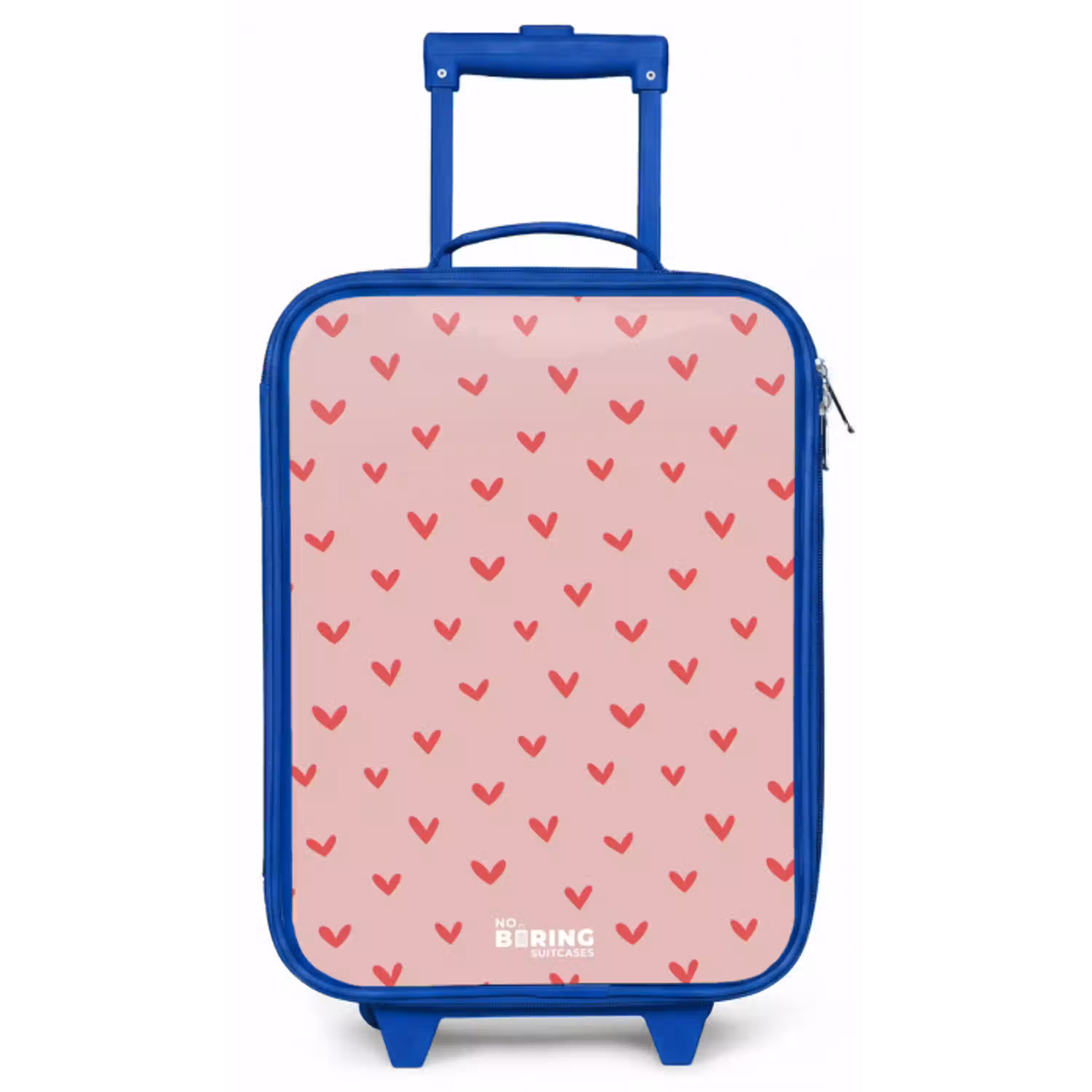 Hartjespatroon met roze kleuren Kinderkoffer - Blauw klein -zz3dotto