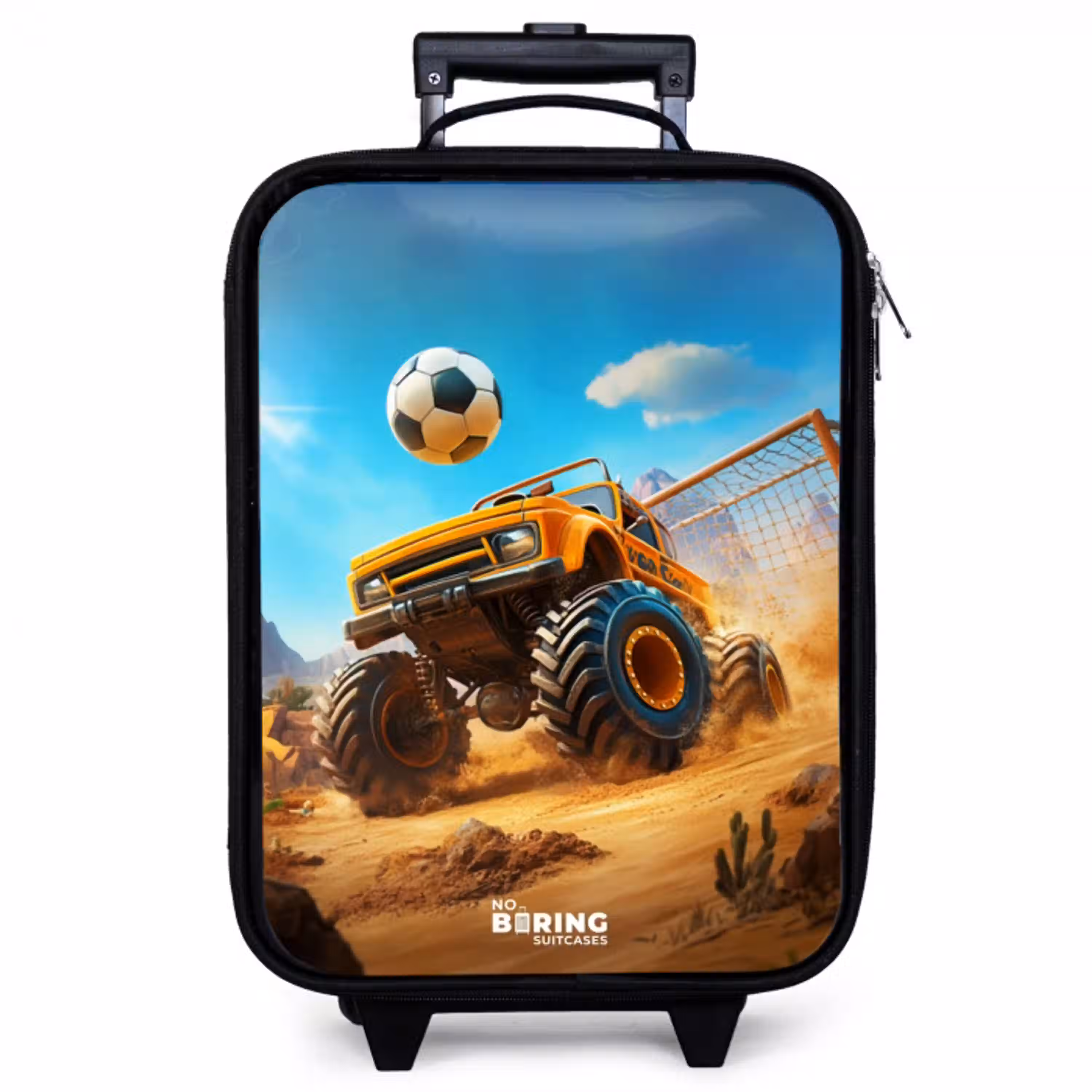 Monstertruck scoort goal in woestijnstadion Kinderkoffer - Zwart klein -zzz_website3d