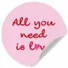Tekst - Roze - Love - Hart Wandcirkel behangsticker klein -3d