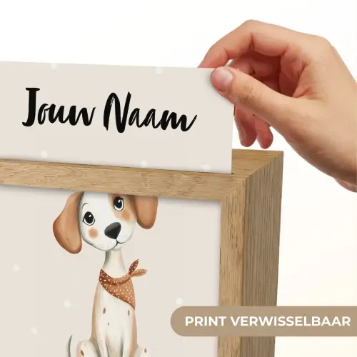 Hond - Pup - Beige - Stippen Light Box met kabel (Kinderlampje) klein -USP_websiteprintNL