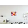 Bloemen - Kleurrijk - Stippen textielposter latten blank klein -kinderkamer