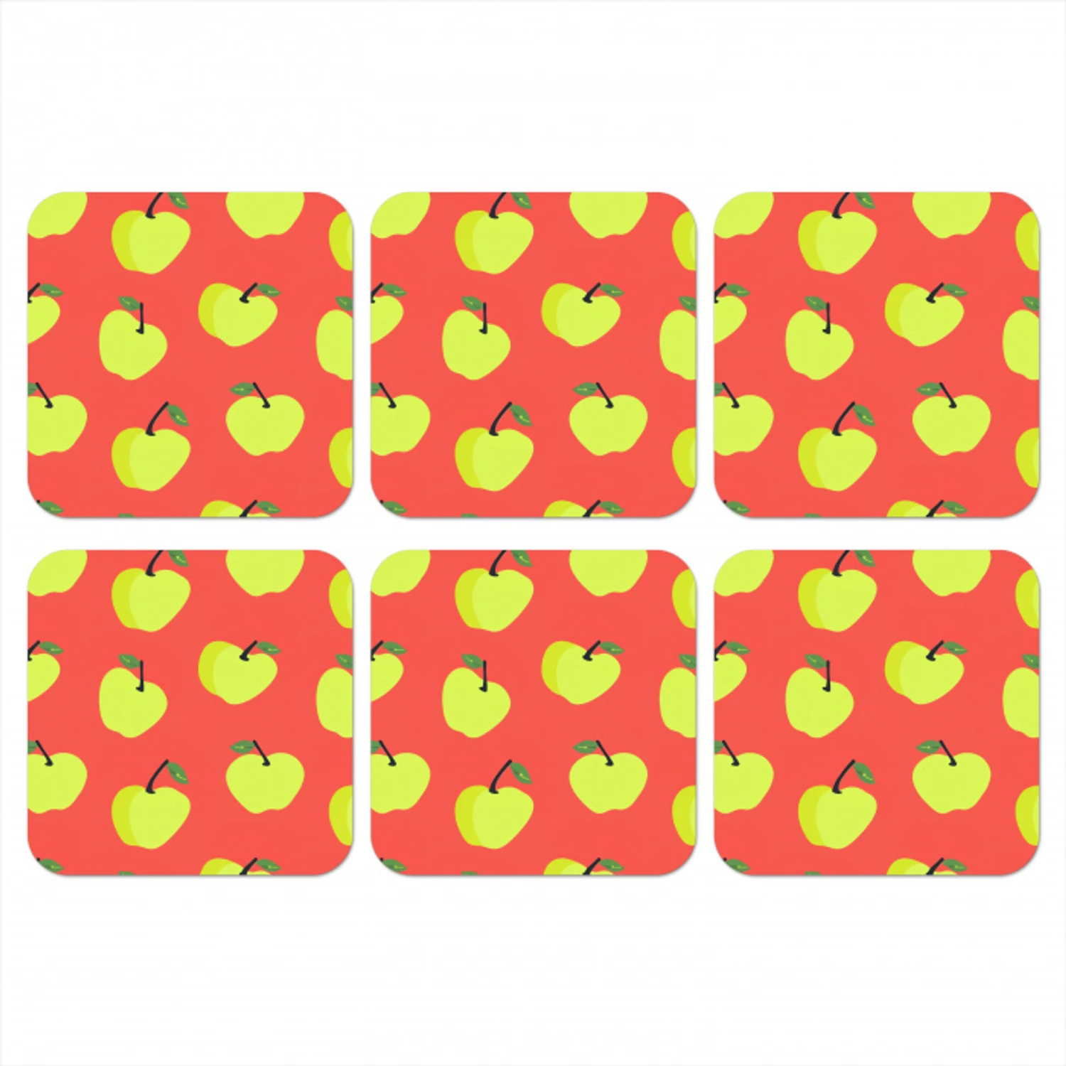 Appels - Modern - Groen onderzetter kurk middel 366 -3d