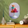 Macarons - Schaal - Pastel - Kleurrijk Wandcirkel Ovaal Forex klein -sfeer2