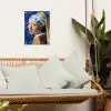 Meisje met de parel - Delfts blauw - Vermeer - Bloemen - Schilderij - Oude meesters tuinposter los doek klein -sfeer7