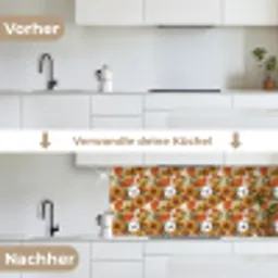 Bloemen - Vintage - Patronen keuken achterwand 2 middel 871 -voor-na_DE
