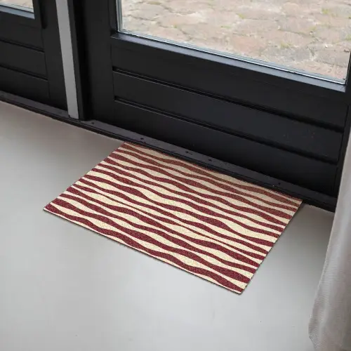 Golven - Rood - Patroon - Crème Deurmat klein 898 -sfeer2