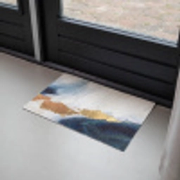Abstract - Acryl - Blauw - Goud - Elegant Deurmat klein -sfeer2