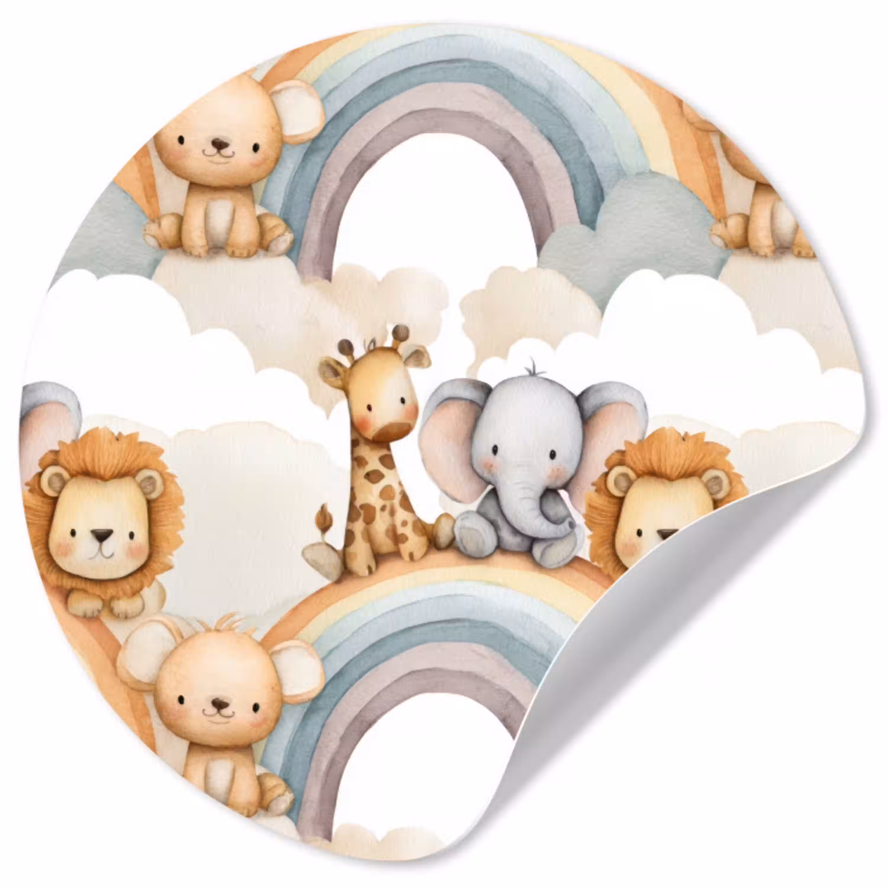 Safari - Regenboog - Kleurrijk Wandcirkel behangsticker klein 186 -3d