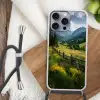 Veld - Hek - Bergen - Bloemen Hoesje iPhone 16 Pro Max met koord klein -sfeer4