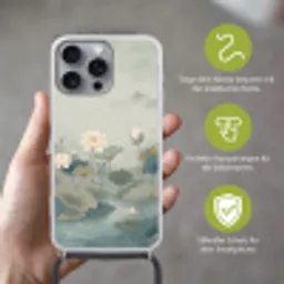 Lotus - Bloemen - Groen Hoesje iPhone 16 Pro Max met koord klein -sfeer2_DE