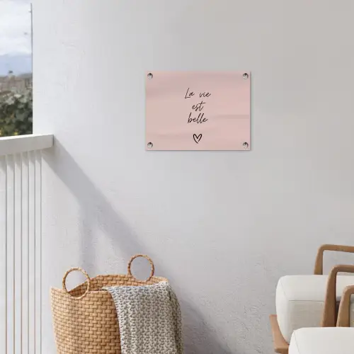 La vie est belle met Hart tuinposter los doek klein -sfeer8