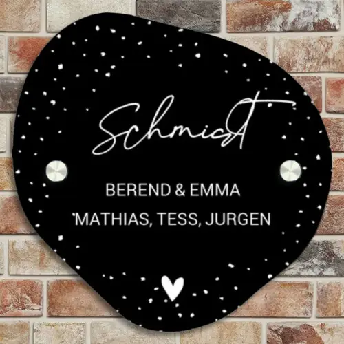 Zwart met stippen - Sierlijk Naambord Organisch middel -sfeer10