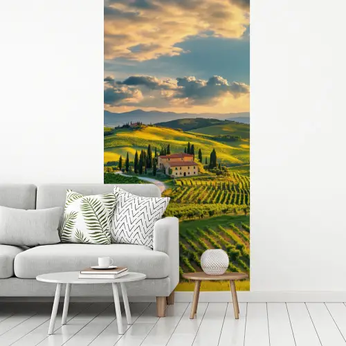 Toscane - Landschap - Wijngaarden fotobehang vinyl groot -woonkamer