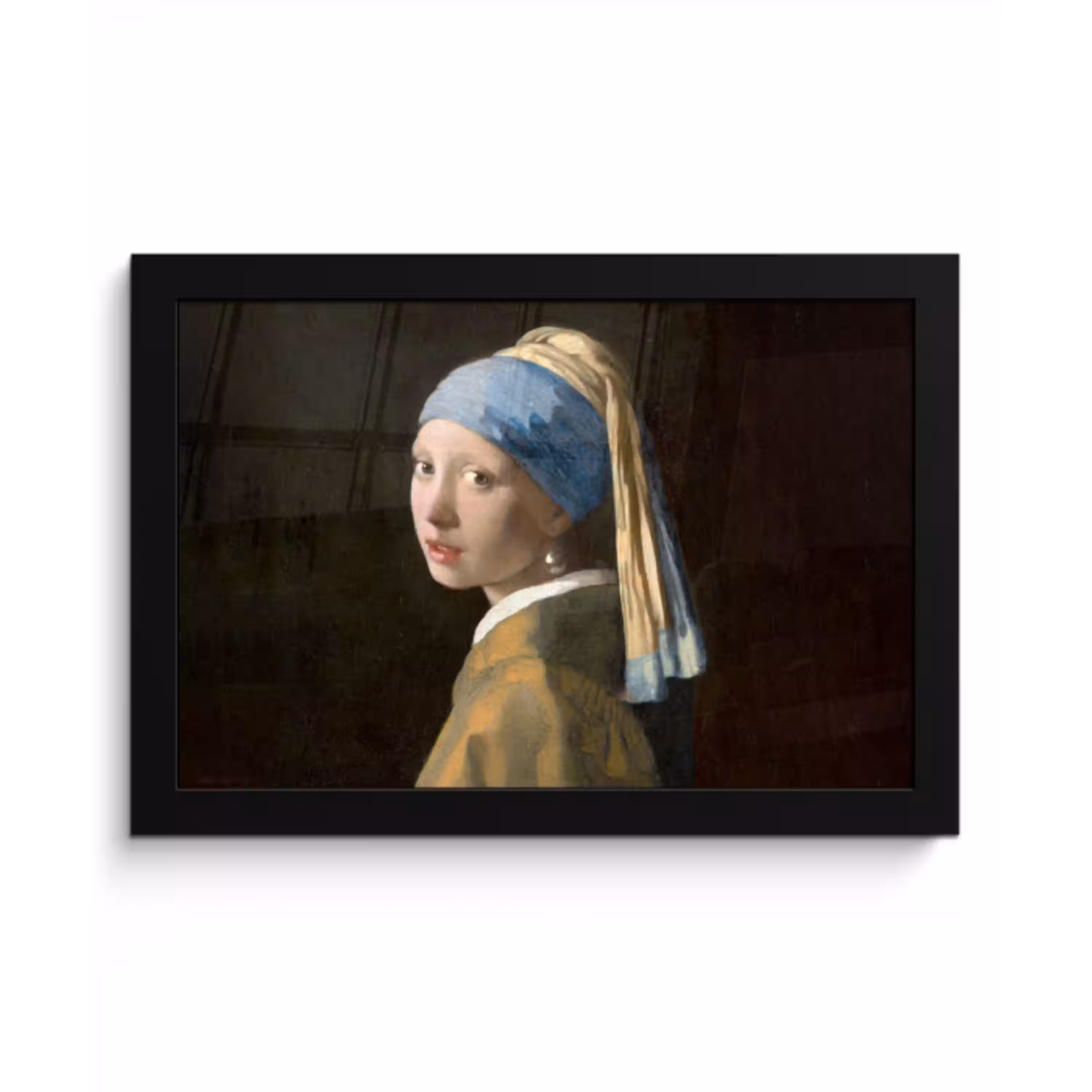 Meisje met de parel - Schilderij - Oude meesters - Vermeer fotolijst zwart zonder passe partout klein -3d